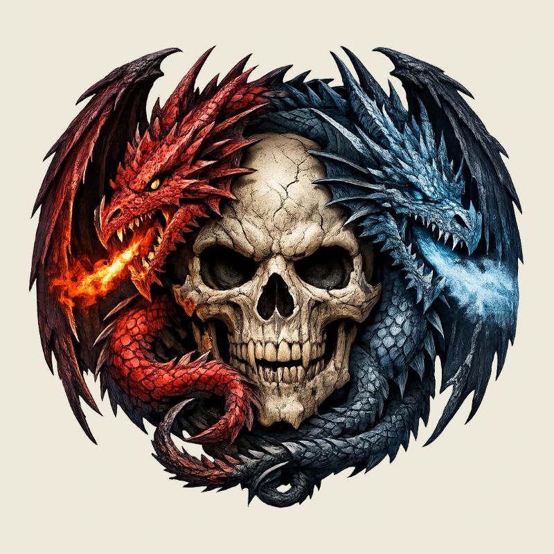 Feuer und Eis Drachen Schädel Totenkopf 