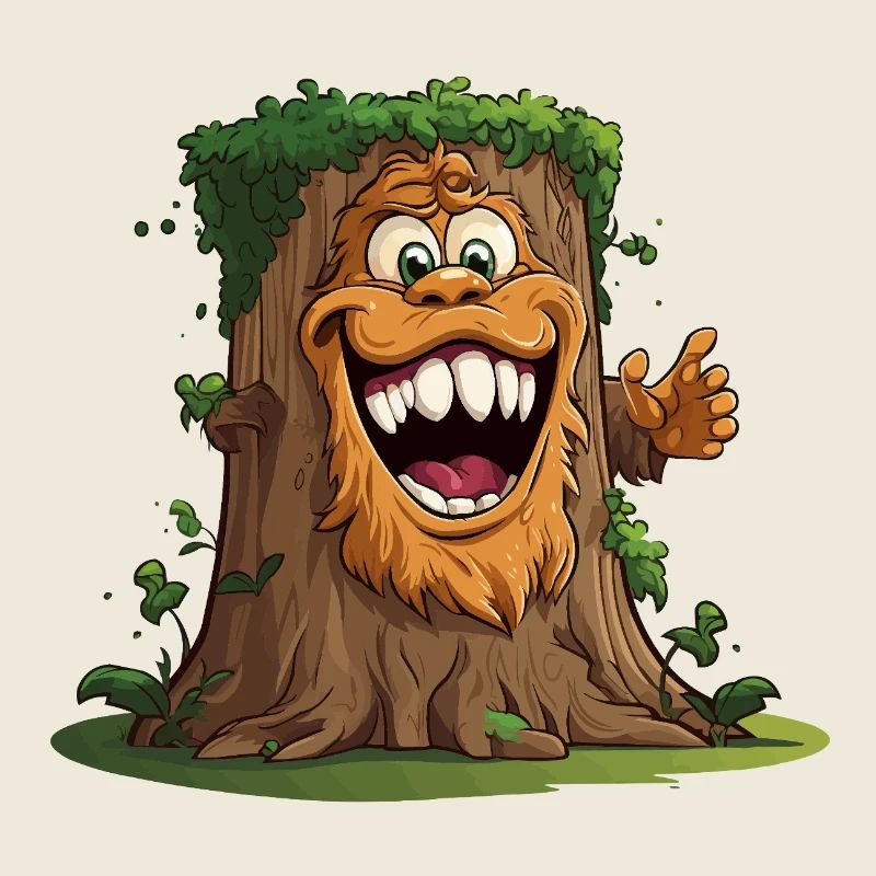 Baumriese mit breitem Grinsen