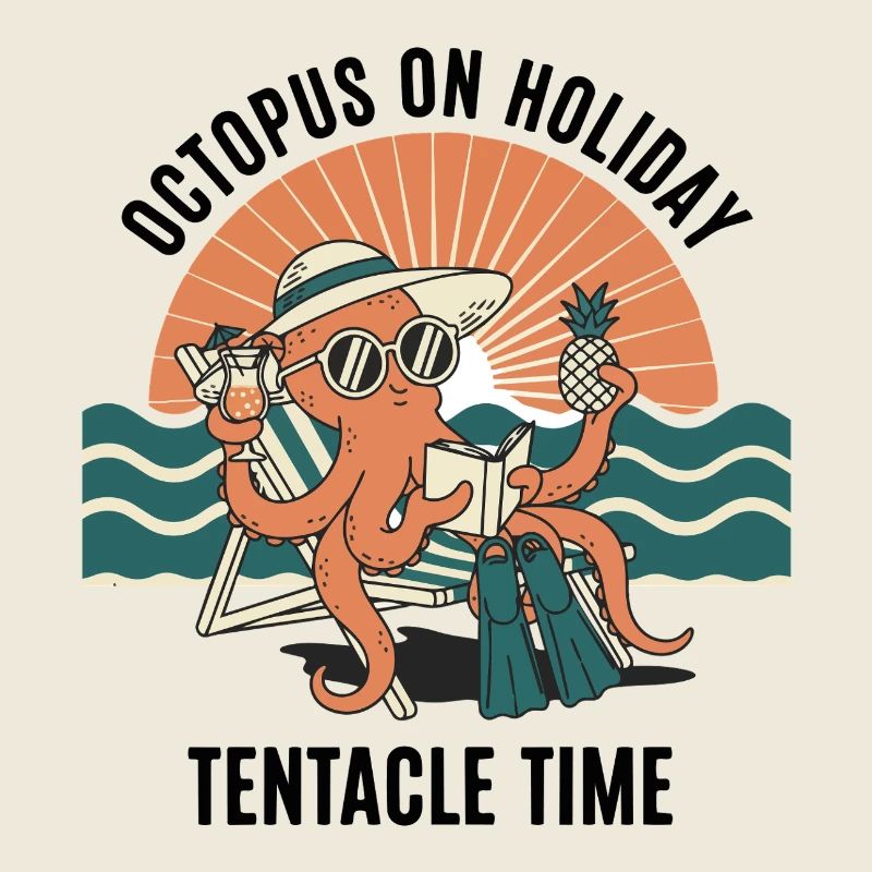 Poulpe Octopus On Holiday Tentacle Time Chill