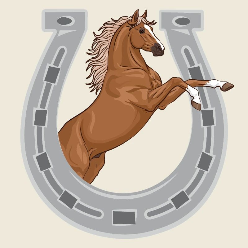 Un cheval cabré dans un fer à cheval