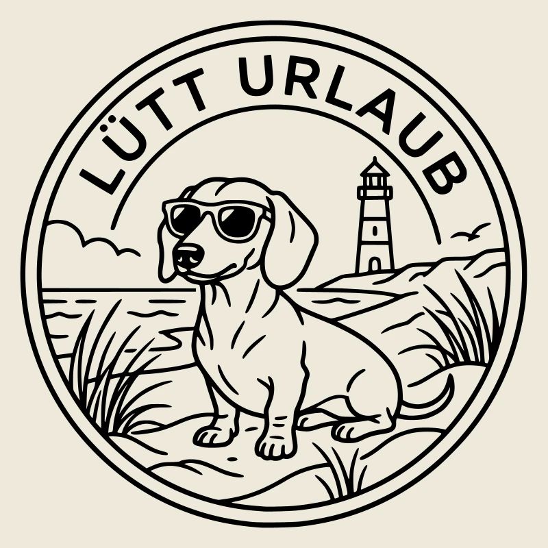 Dackel am Strand Lütt Urlaub