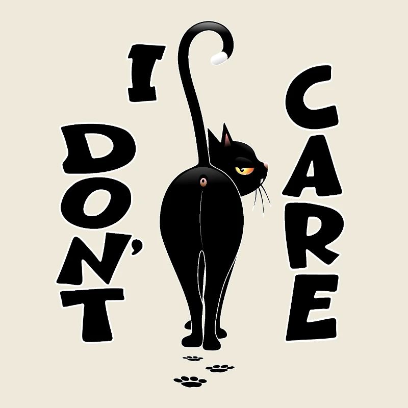 "I DON'T CARE" Black Cat Meme Walking away