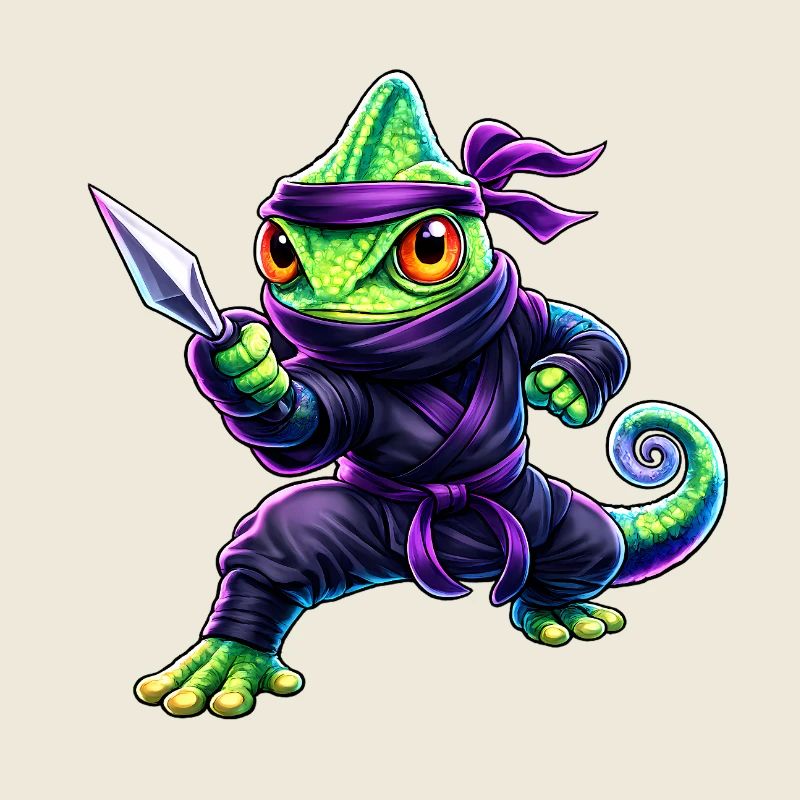 Neon Chameleon Ninja Cyberpunk Animal