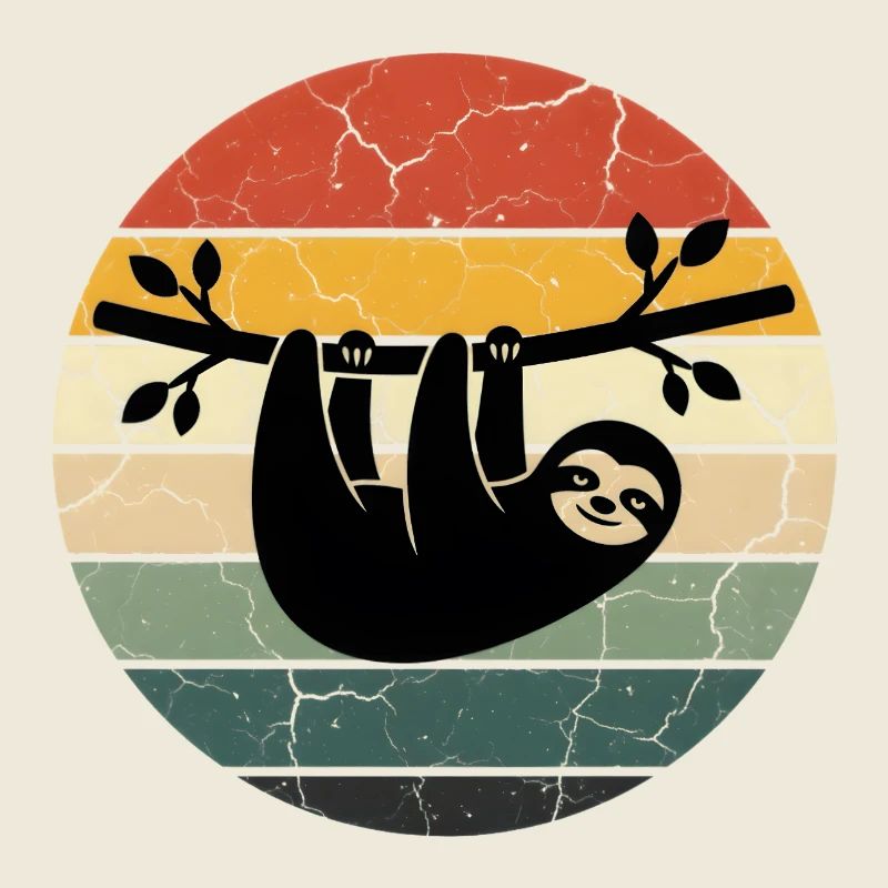 Sloth Gift Retro Design Sunset