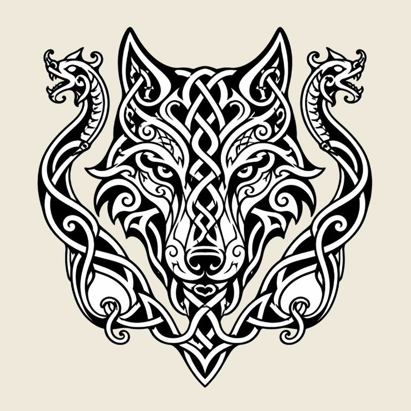 Conception du nœud de tête de loup celtique