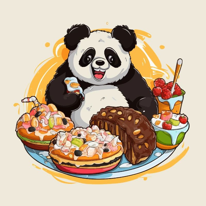 Festin de dessert de panda