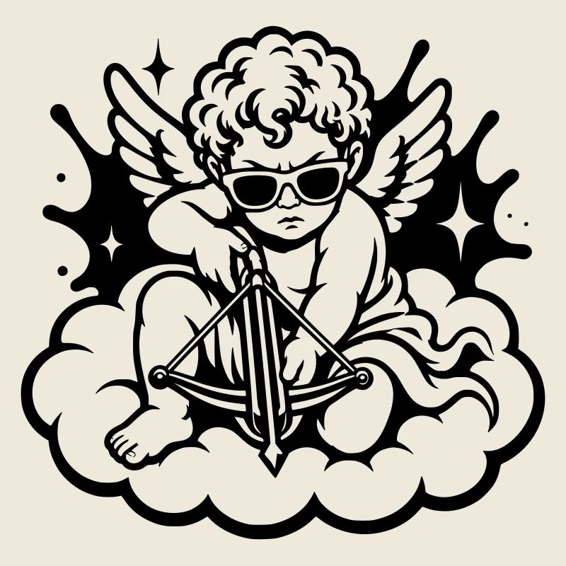 Cooler Amor mit Armbrust und Sonnenbrille