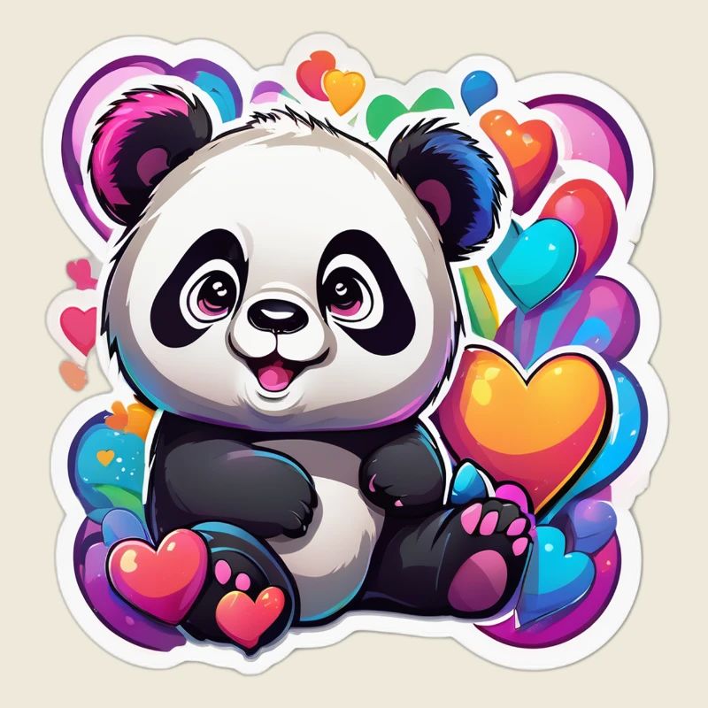 Bunte Pandaherzen