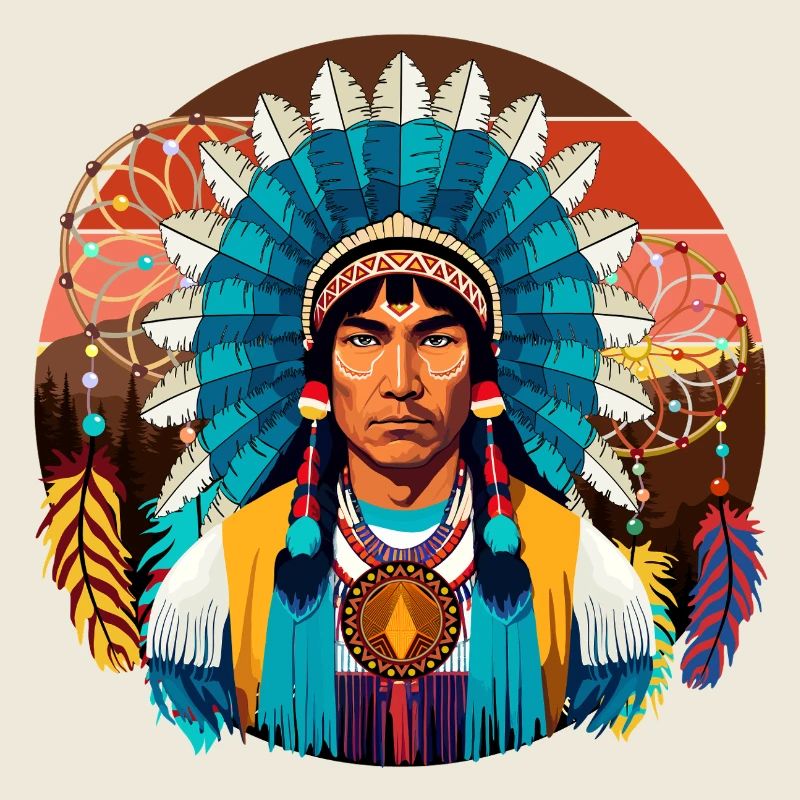 Native American Chief Powerful Portrait