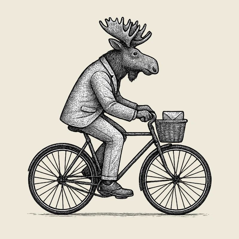 Cycling Moose in Suit