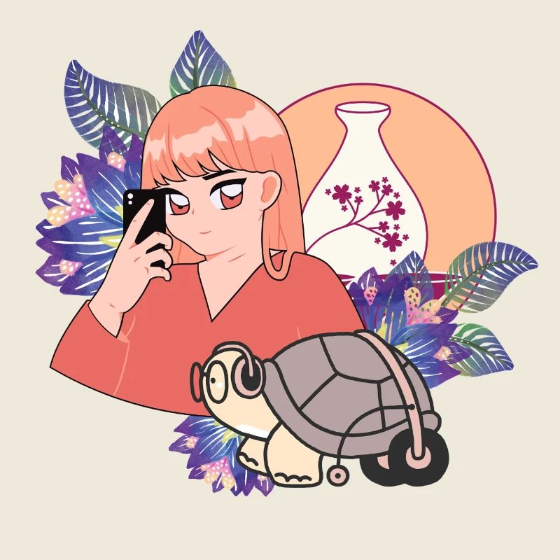 Zen-Selfie & Schildkröte in Rollstuhlkunst