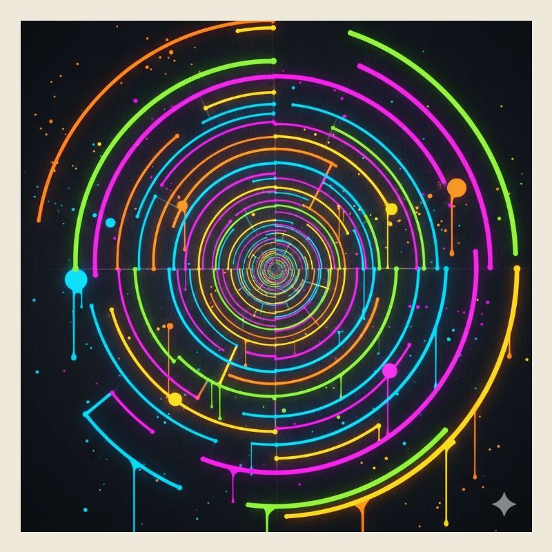 Jeu de couleurs en spirale de cercle néon
