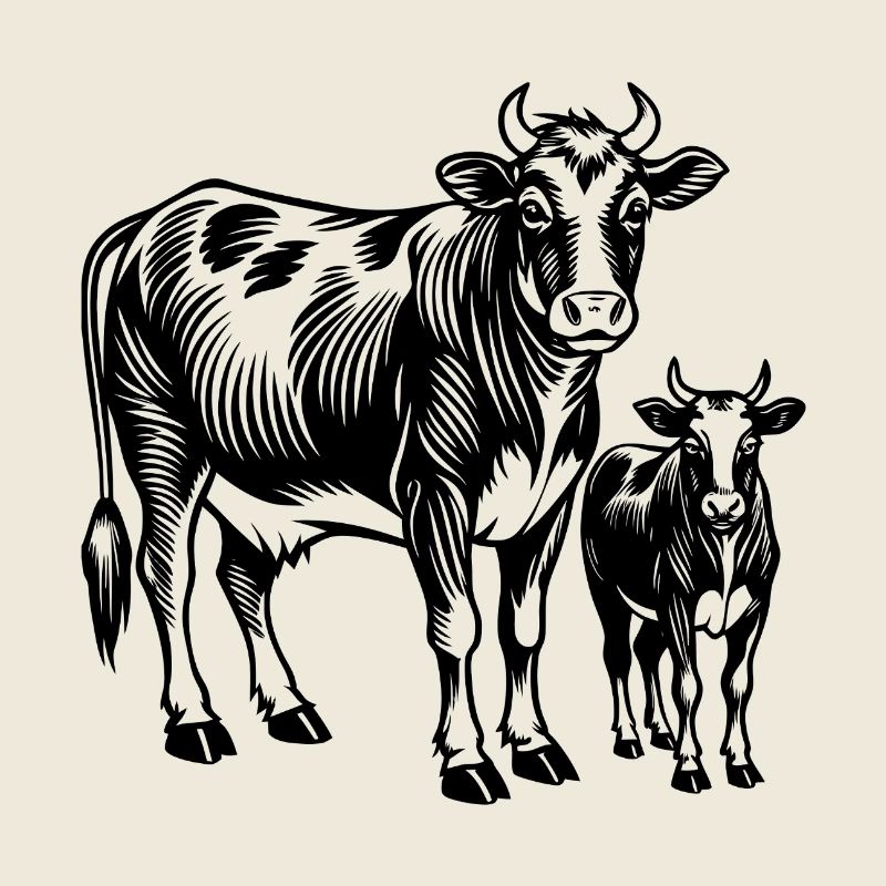 Vache et veau