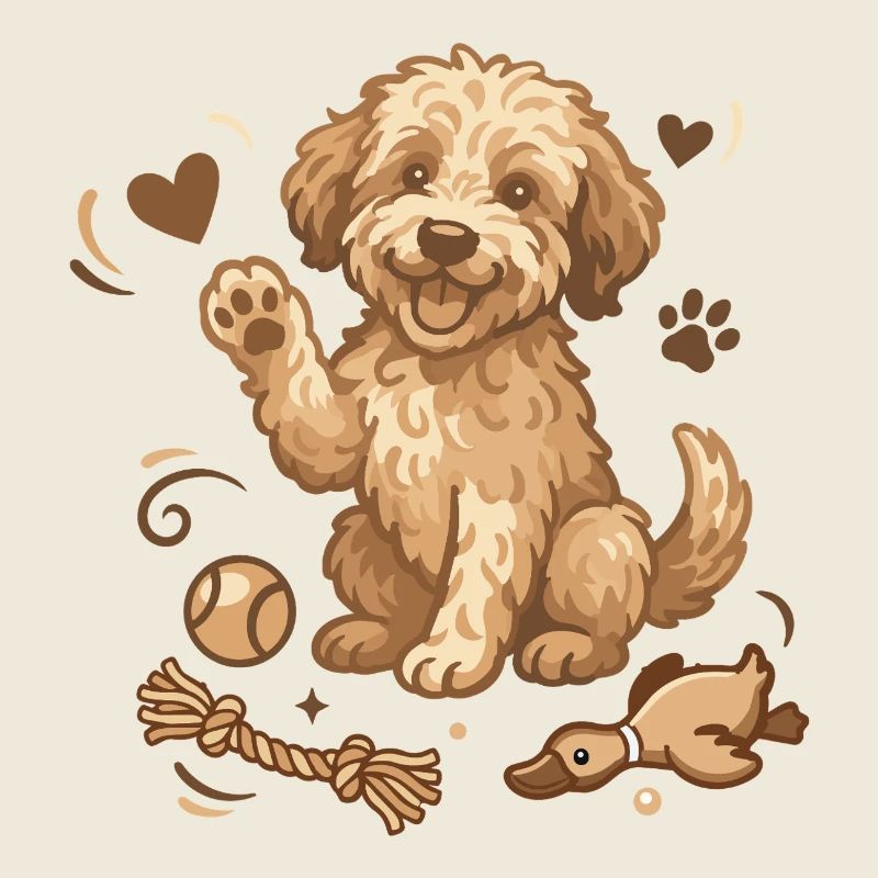 Chiot Doodle avec des jouets