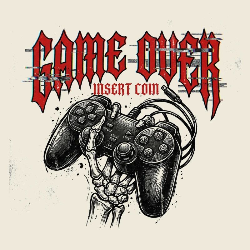 Game Over Retro Controller Grunge