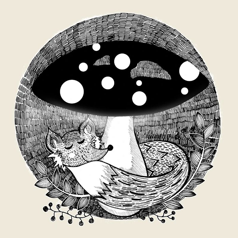 Illustration de renard noir et blanc