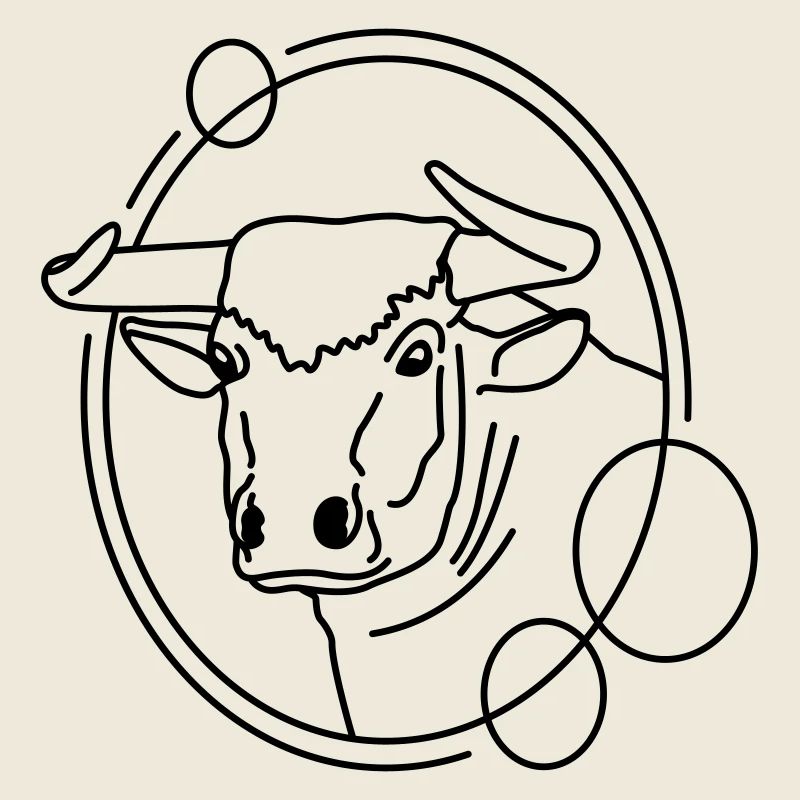 Taureau en forme géométrique - Conception d’art au trait