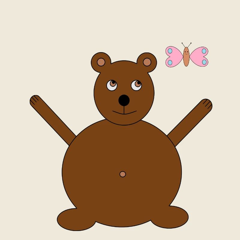 Brauner Bär & rosa/blauer Schmetterling