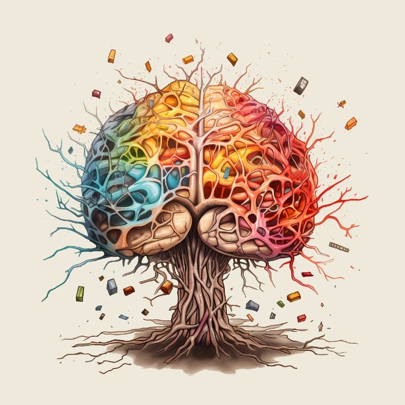 Colorful Artful Brain as a Tree - ADHD Autism