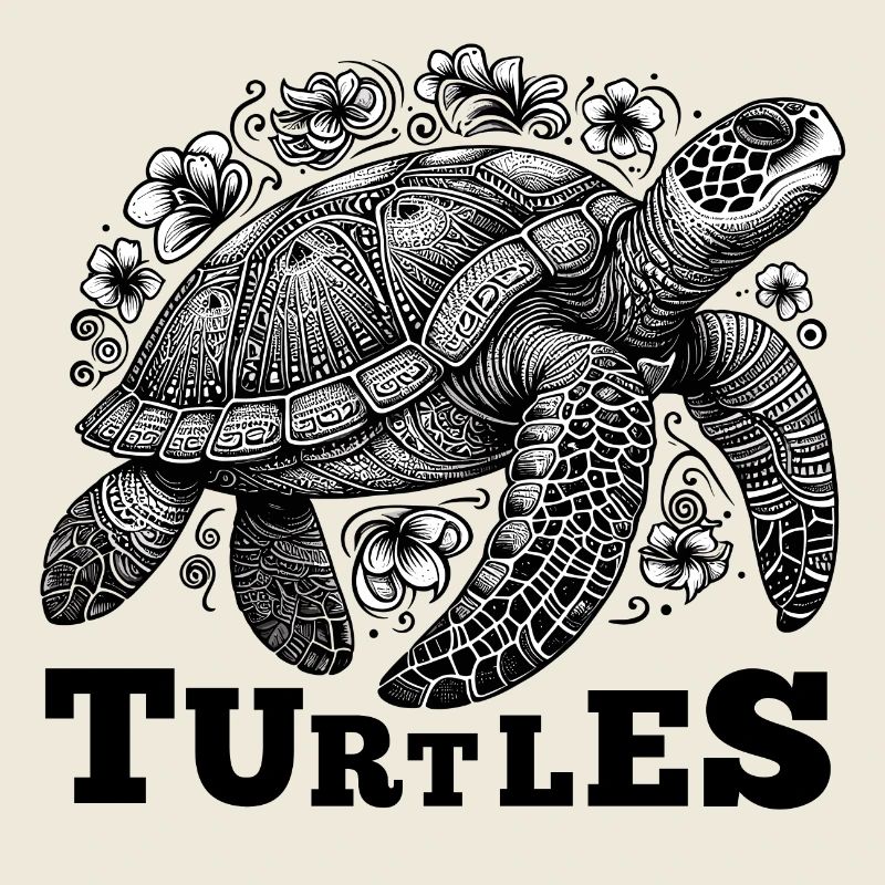 Turtle Turtles Floral Graphic Gift