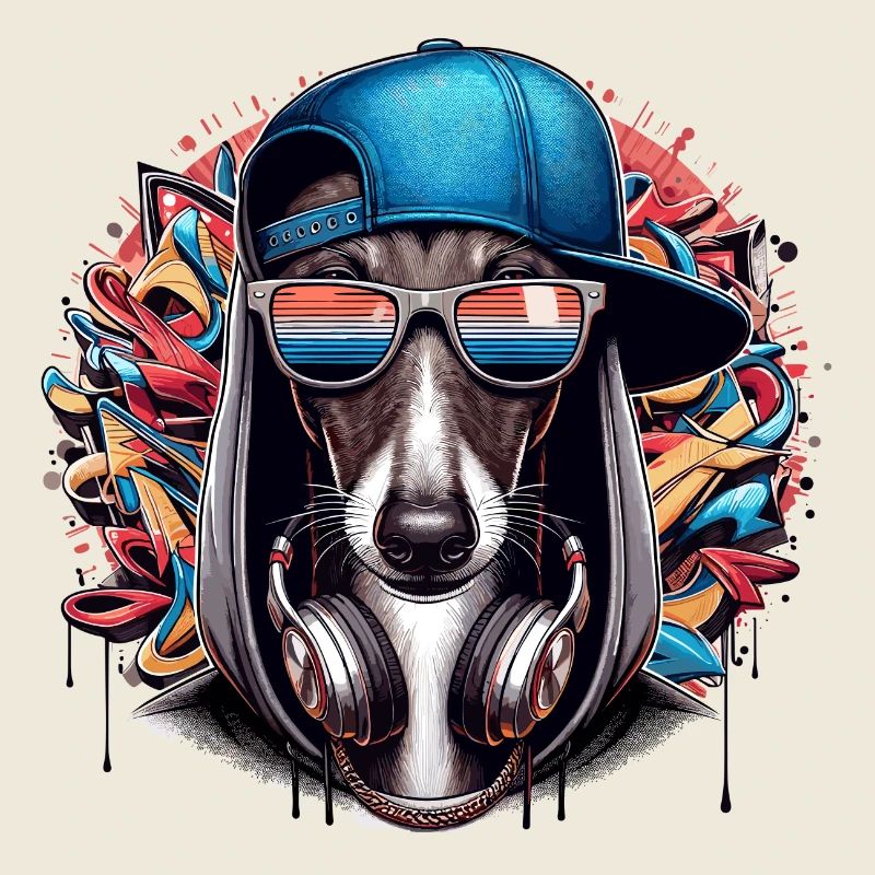 Cadeau de graffiti de chien Greyhound Gangsta