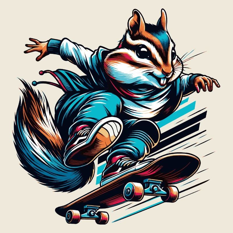 cooles Streifenhörnchen auf einem Skateboard