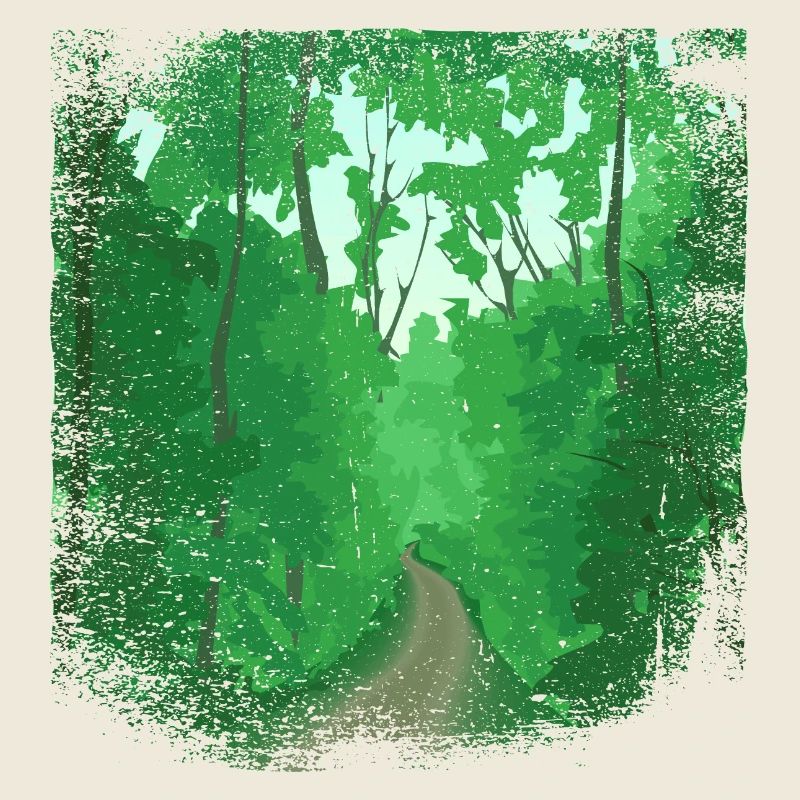 Forest path with frayed edge