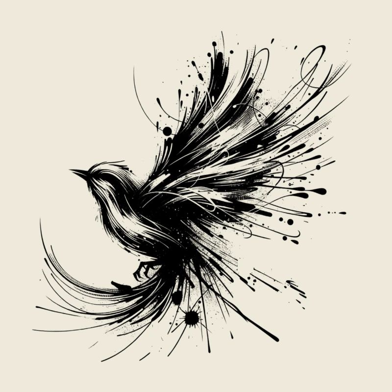 Schwarzer Vogel im InkArt-Stil