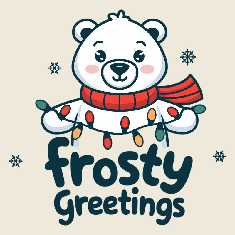 Frostige Grüße – Eisbär mit Lichterkette