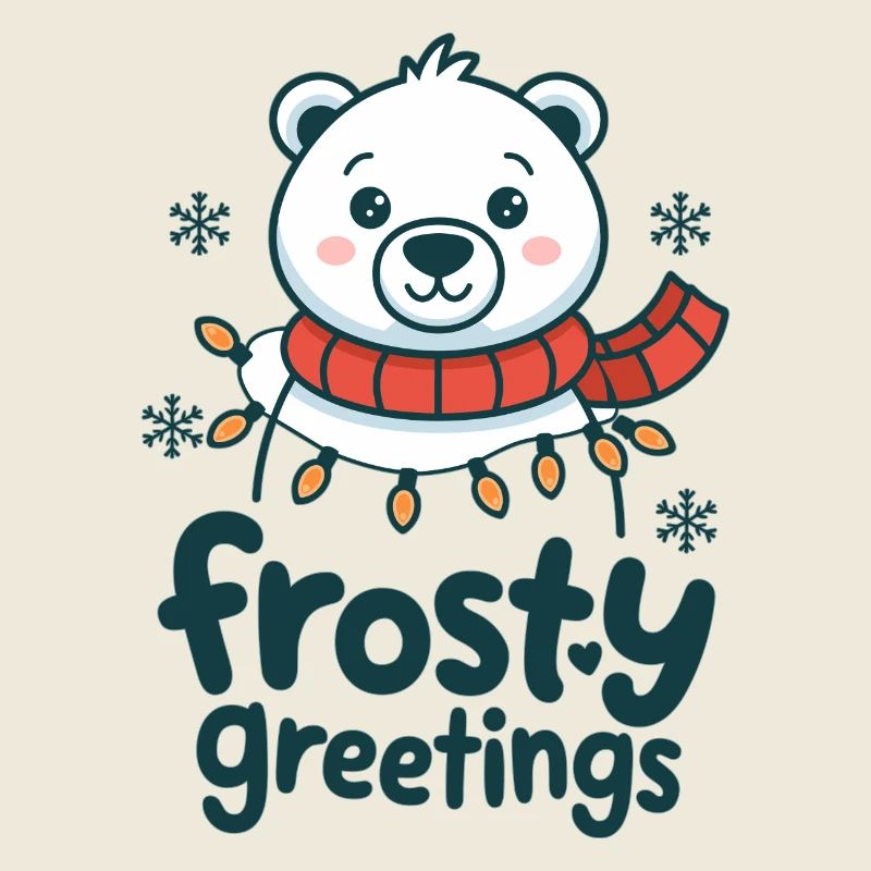 Frostige Grüße – Eisbär mit Lichterkette