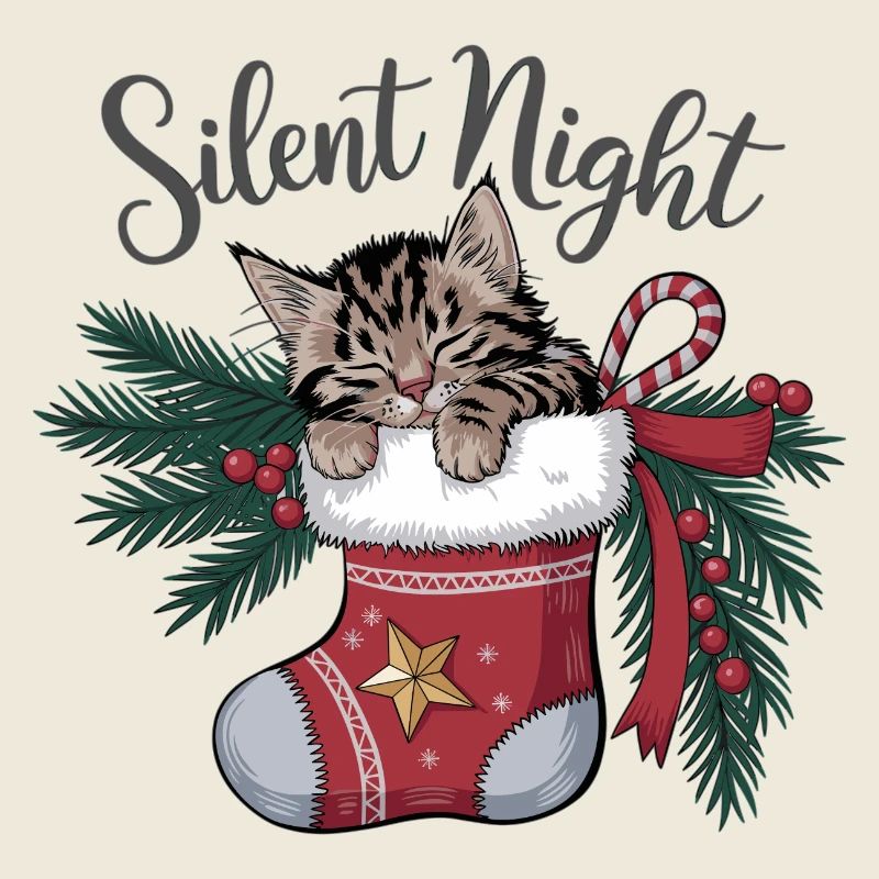 Douce nuit – Chaton en bas de Noël