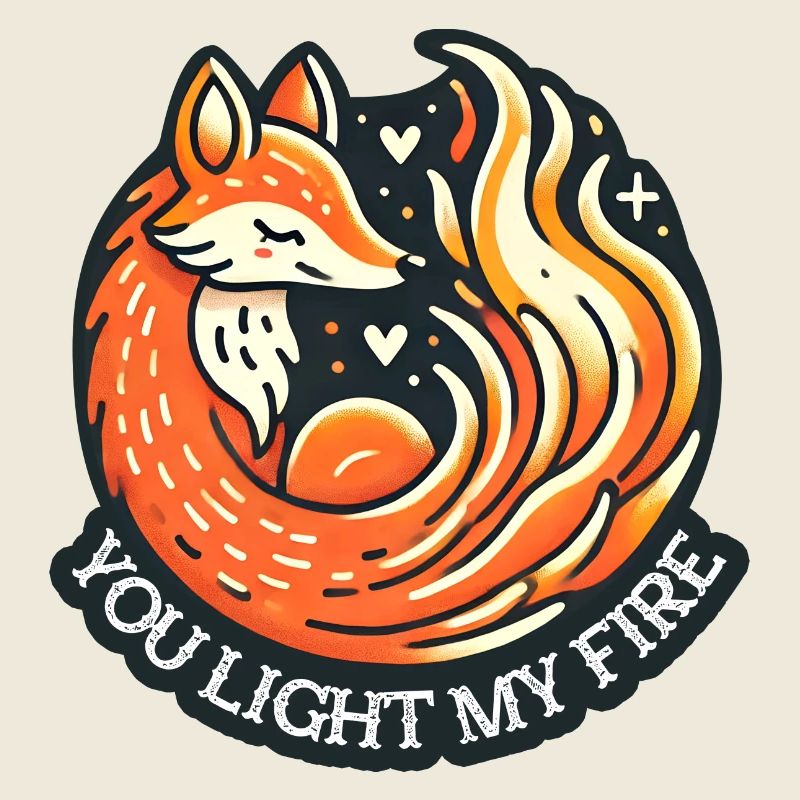 Fabulous fox with heart motifs