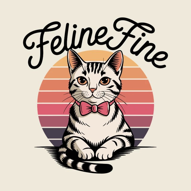 Feline Fine – Retro Sunset Cat