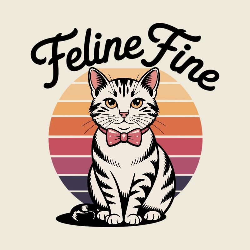 Feline Fine – Retro Sunset Cat