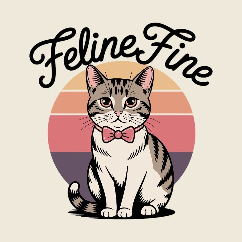 Feline Fine – Retro Sunset Cat