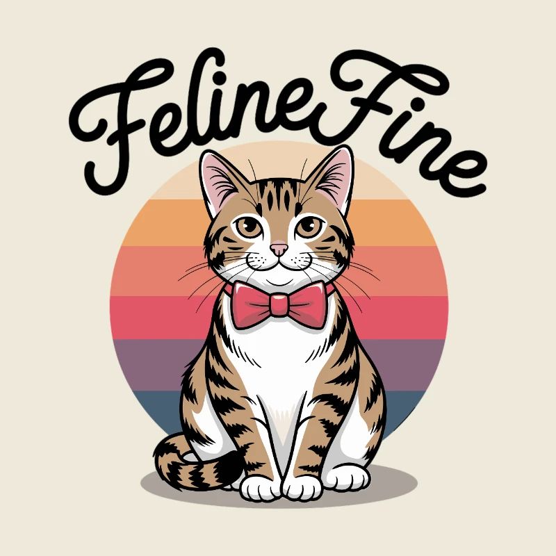 Feline Fine – Retro Sunset Cat