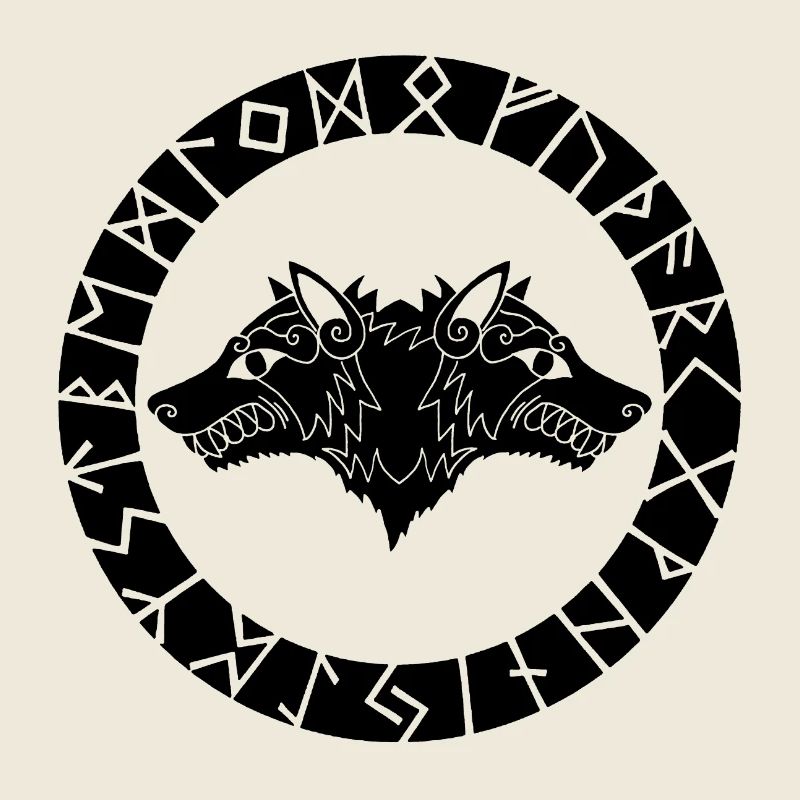 Zweiköpfiger schwarzer Wolf