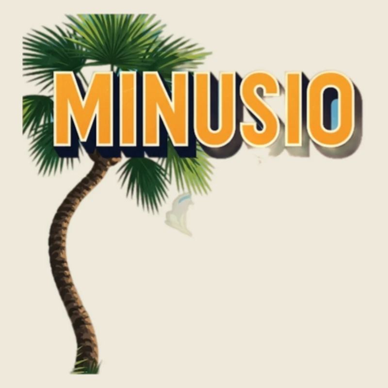 Tropical palm tree with Minusio lettering