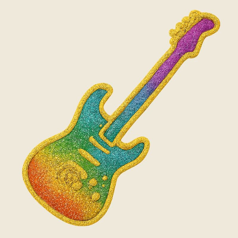Colorful Glitter Guitar Rock Design
