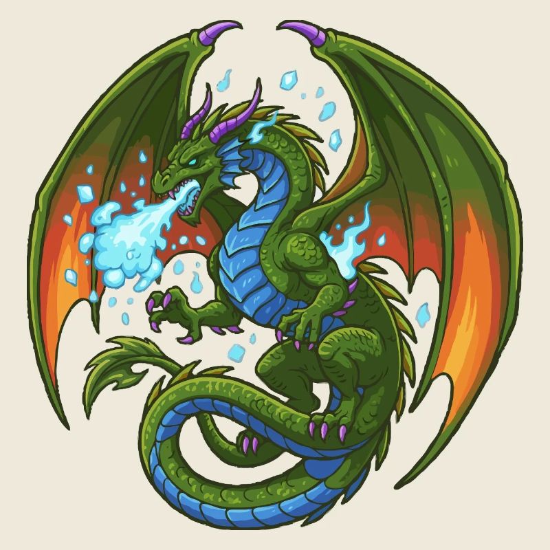 Blaugrüner Drache Eisspucker