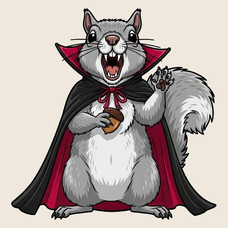 Cute Halloween Vampire Squirrel Cartoon