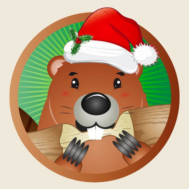 Mignon castor de Noël avec chapeau de Père Noël