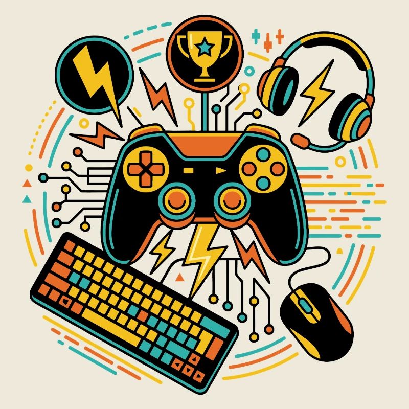 Neon Gaming Controller Motif