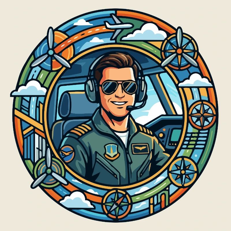 Comic Pilot in the Cockpit Sightseeing Flight