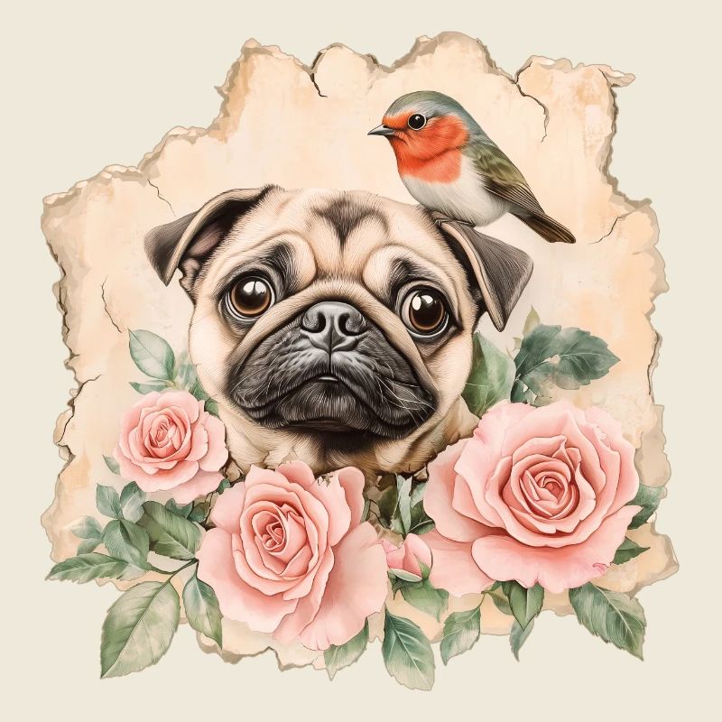 Mops und Rotkehlchen