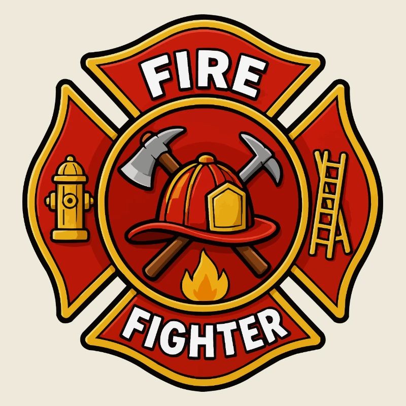 Firefighter Helmet Emblem with Axe