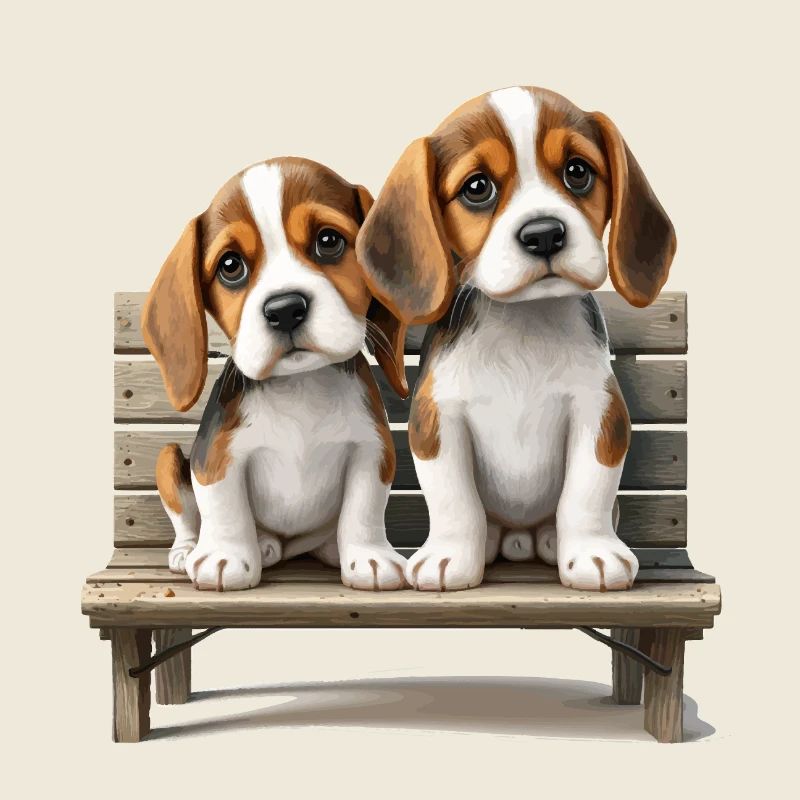 2 Beagles sur le cadeau de banque