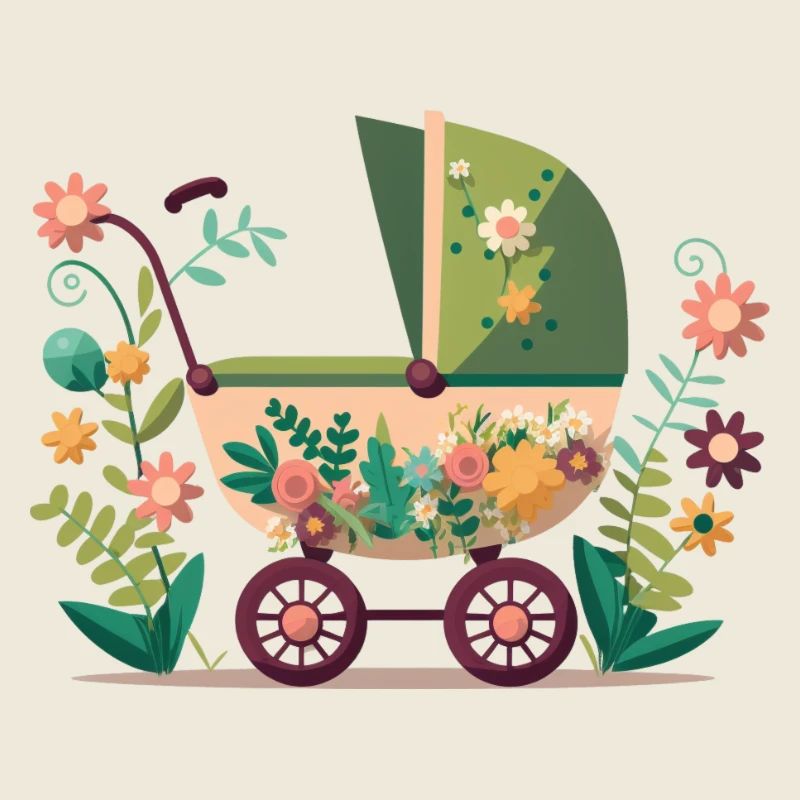 Blumiger Kinderwagen 1