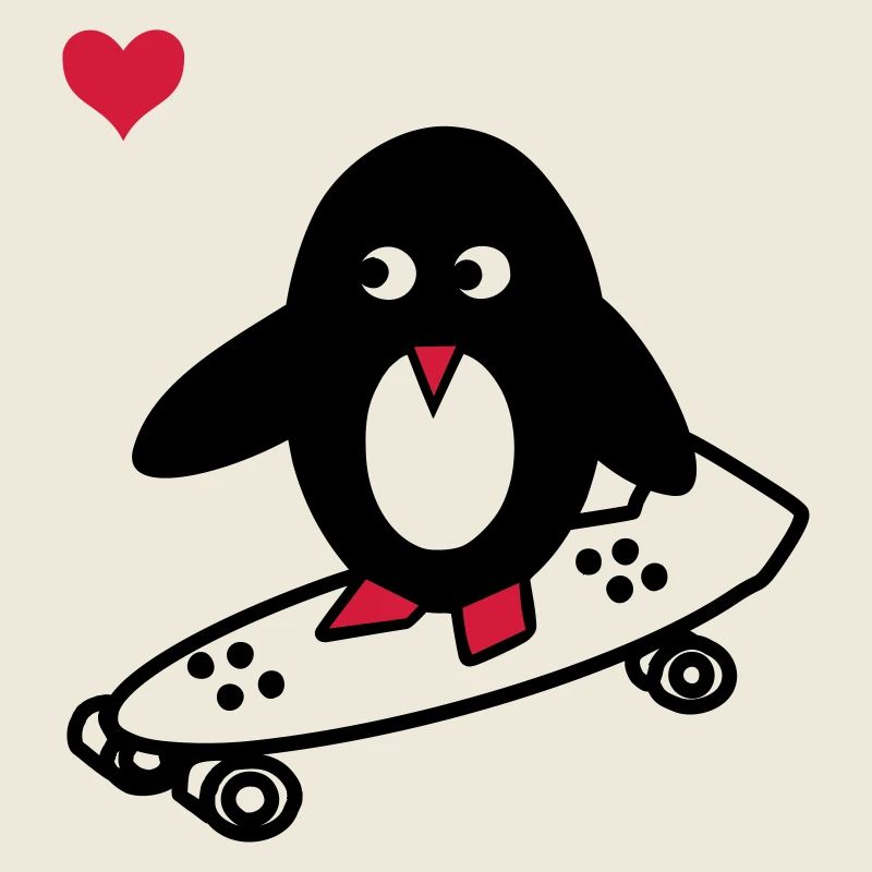pingouin avec le skate-board