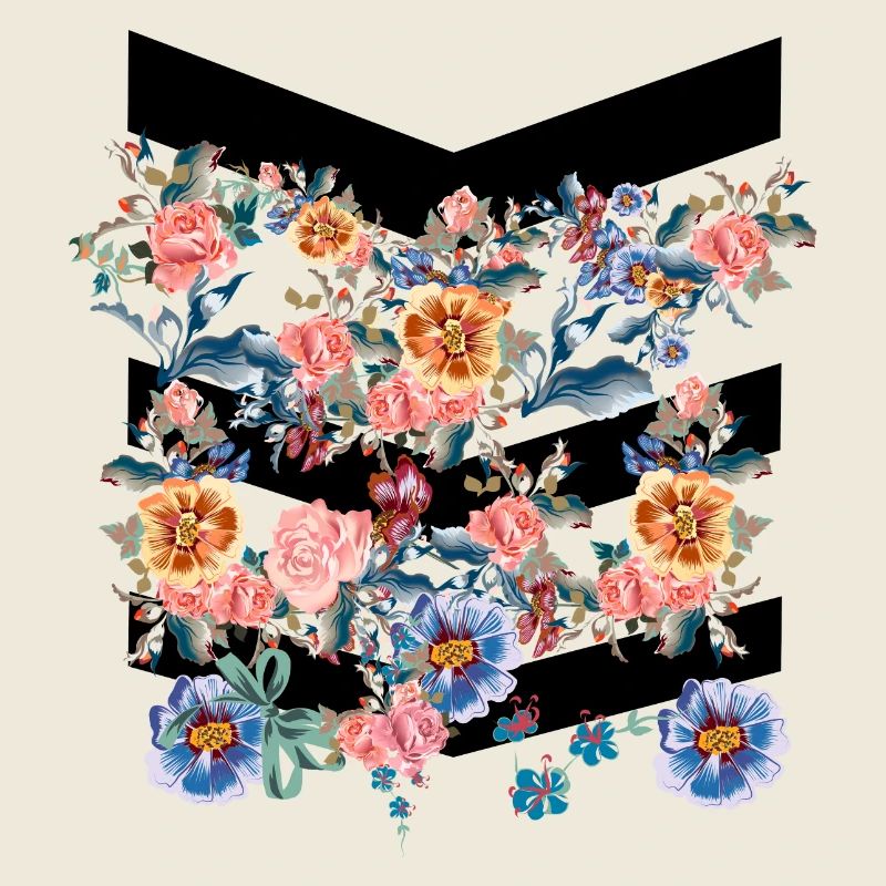fleurs colorées avec des lignes noires